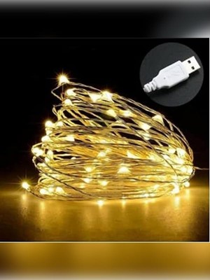 Mey İthalat Peri LED Işık 10 Metre, Gün Işığı, USB ile Çalışan Dekoratif Aydınlatma
