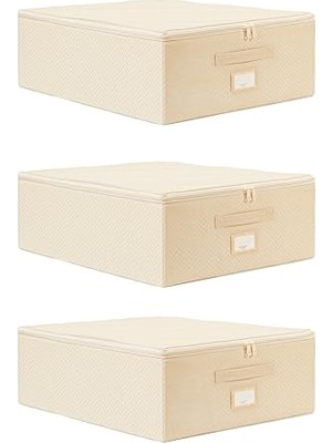 Mey İthalat 45 x 55 x 18 cm 3'lü Set Bej Balıksırtı Destekli Hurç
