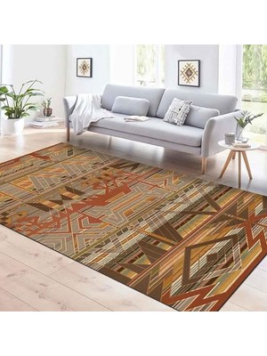 Mey İthalat Croce Desenli Kadife Pamuk Tabanlı Yıkanabilen Kaydırmaz Antibakteriyel Salon Halısı 160X230