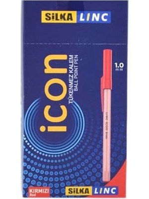 Mey İthalat Linc Icon 1.0 mm Iğne Uçlu Tükenmez Kalem, Kırmızı, 50 Adet