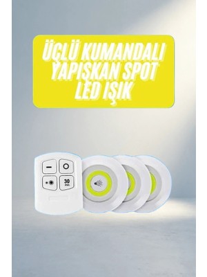 Gees Global Uzaktan Kumandalı 3'lü Spot LED Işık Seti Pilli