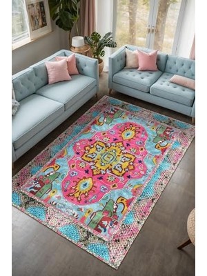 Mey İthalat Podmir Şönil Vintage Kaymayı Önleyici Pamuk Tabanlı Yıkanabilir Antibakteriyel Salon Halısı 100X200