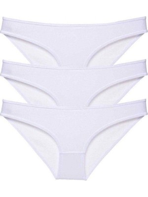 Pileli Store 3 Adet Süper Eko Set Likralı Kadın Slip Külot Beyaz