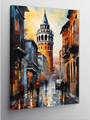 Mey İthalat Yağlı Boya Istanbul Galata Kulesi Kanvas Tablo, 70 cm x 100 cm