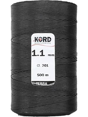 Mey İthalat Kord 201 Siyah Rengi 1.1 mm 500 M Mumlu El Saracı ve Dikiş Ipi