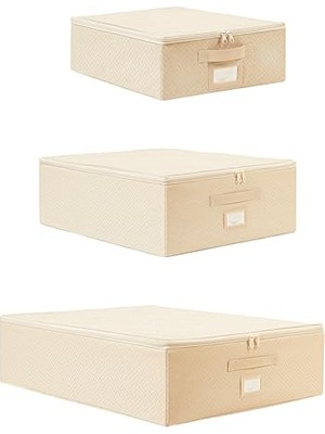 Mey İthalat 3'lü Bej Balıksırtı Destekli Hurç Seti, 31 x 38 x 12 + 45 x 55 x 18 + 55 x 70 x 18 cm