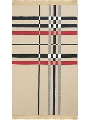 Mey İthalat Lovely 291A Bej Kilim, Makinede Yıkanabilir, Çift Taraflı Akrilik, Ince, Banyo, Balkon ve Mutfak, Kilim