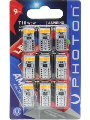 Mey İthalat Ampul T10 W5W 12V, 10SMD Led, Amber, 9'lu Blister, Pht PH7010 Na B9