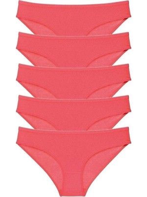 Pileli Store 5 Adet Süper Eko Set Likralı Kadın Slip Külot Fuşya