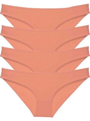 Pileli Store 4 Adet Süper Eko Set Likralı Kadın Slip Külot Pudra