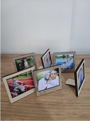 Mey İthalat 6 Adet Ahşap Polaroid Mini Fotoğraf Çerçevesi, 9x9 Cm, Çok Renkli, 8 x 8