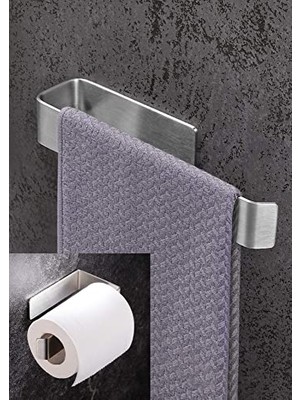 Mey İthalat Paslanmaz Çelik Havluluk, Askısı Set Inox, Kolay Montaj Vida, ve Tuvalet Kağıdı, Kendinden Yapışkanlı Anında, Yok !