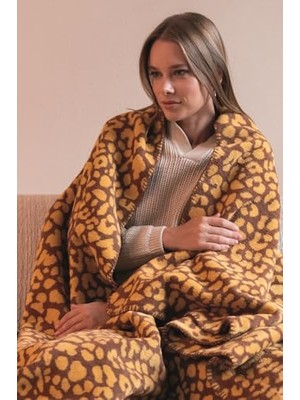 Mey İthalat Pamuklu Leopar Desenli Yumuşak Dokulu Çift Kişilik Battaniye