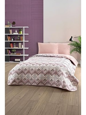 Mey İthalat Çift Kişilik Desenli Kapitone Çift Taraflı Pike Yatak Örtüsü Takımı 200X230 cm Pudra, Çarşafsız