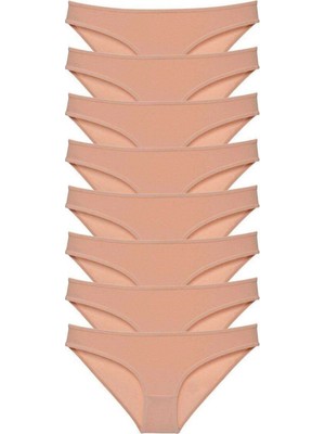 Pileli Store 8 Adet Süper Eko Set Likralı Kadın Slip Külot Ten