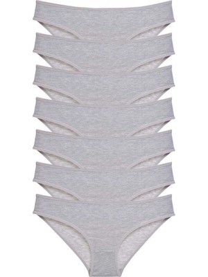 Pileli Store 7 Adet Süper Eko Set Likralı Kadın Slip Külot Gri