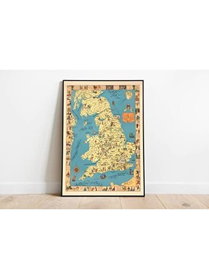 Mey İthalat Ingiliz Edebiyatı Tarihi Haritası Duvar Dekorasyon Posteri, 60X90 cm