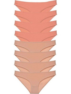 Pileli Store 8 Adet Süper Eko Set Likralı Kadın Slip Külot Pudra Ten