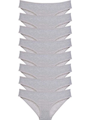 Pileli Store 8 Adet Süper Eko Set Likralı Kadın Slip Külot Gri
