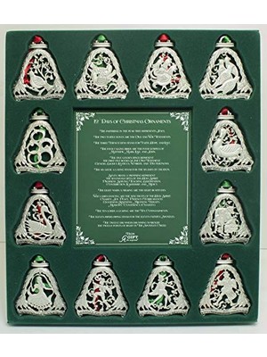 Mey İthalat 12 Günlük Noel Süs Seti, 12'li Metal Süs Seti, 7,7 cm