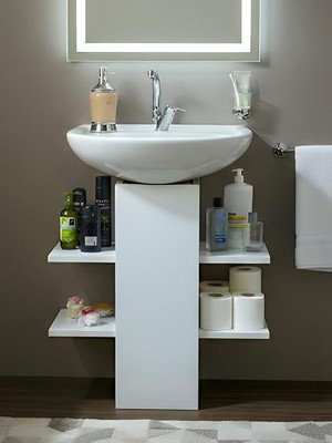 Mey İthalat Çok Raflı Beyaz Lavabo Altı Banyo Düzenleyici Dolap