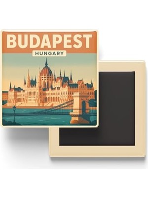 Mey İthalat Budapeşte Macaristan Parlamento Binası Baskılı Kare Buzdolabı Magneti, 9x9 cm
