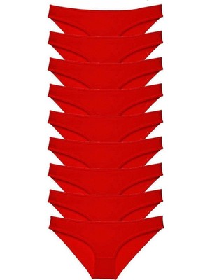 Pileli Store 9 Adet Süper Eko Set Likralı Kadın Slip Külot Kırmızı
