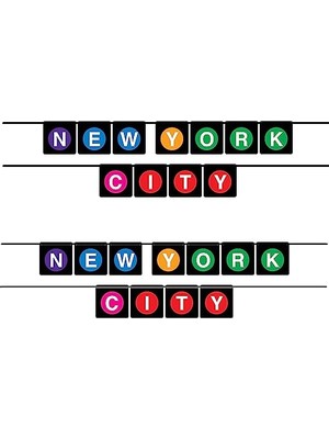 Mey İthalat 53650 Asılı Afişler, 2 Parça New York City Parti Dekorasyonları, 12,7 cm x 6 ', Siyah/mor/mavi/sarı/yeşil/pembe/kırmızı