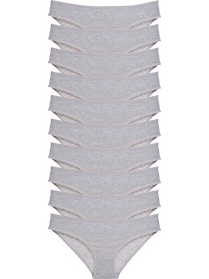 Pileli Store 10 Adet Süper Eko Set Likralı Kadın Slip Külot Gri