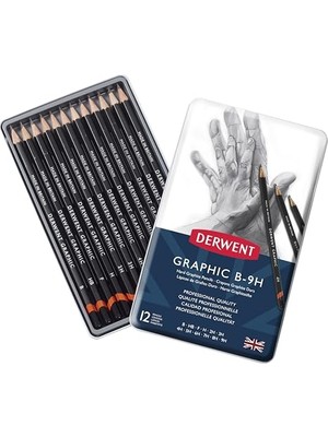 Mey İthalat Graphic Serisi Dereceli Kalem Seti, 6b>4h, 12 Kalem, Metal Kutu