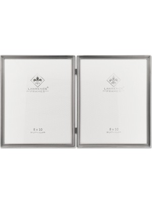 Mey İthalat Antik Pewter Menteşeli Çift Fotoğraf Çerçevesi, 8 x 10, Boncuklu Bordür Tasarımı