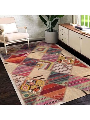 Mey İthalat Hoya Kadife Pamuk Tabanlı Yıkanabilen Kaydırmaz Antibakteriyel Salon Halısı 60X240
