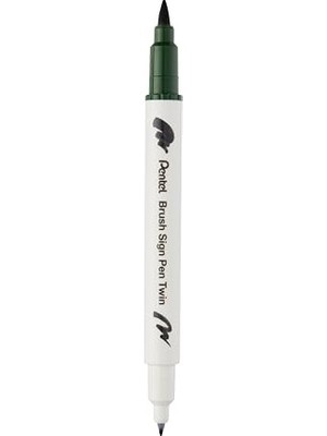 Mey İthalat Brush Sing Pen Twin Çift Taraflı Fırça Uçlu Kalem Zeytin Yeşili