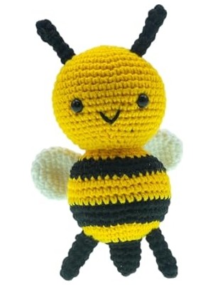 Mey İthalat Amigurumi Arı Figürü, 13 Cm, Pamuk Ip Örgü