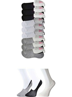 Pileli Store Siyah Gri ve Beyaz Kadın Babet Çorap 9 Çift