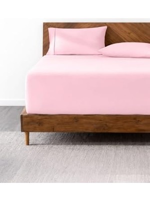 Mey İthalat Lastikli & Hipoalerjenik ÇARŞAF%100 Pamuk Penye Kumaş Pembe 140X200, Luxcarsaf