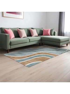 Mey İthalat Tedan Kadife Kaymayı Önleyici Pamuk Tabanlı Yıkanabilir Antibakteriyel Salon Halısı 160X230