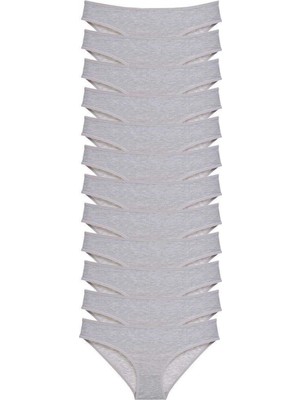 Pileli Store 12 Adet Süper Eko Set Likralı Kadın Slip Külot Gri