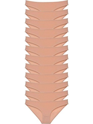 Pileli Store 12 Adet Süper Eko Set Likralı Kadın Slip Külot Ten
