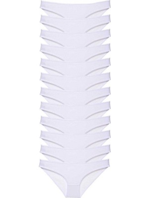 Pileli Store 12 Adet Süper Eko Set Likralı Kadın Slip Külot Beyaz