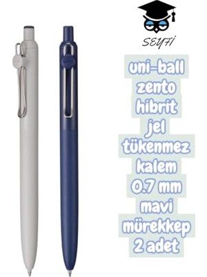 Mey İthalat Zento Hibrit Jel Tükenmez Kalem, 0.7 mm Mavi Mürekkep, 2 Adet