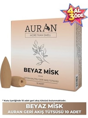 Mey İthalat Beyaz Misk Kokulu Geri Akış Konik Tütsü, 10 Adet