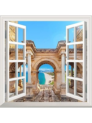 Mey İthalat Hadrian Kapısı Antalya Desenli Yapışkanlı Pencere Posteri Duvar Kağıdı Sticker