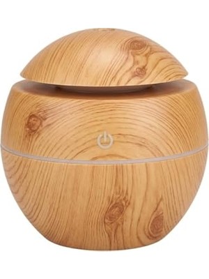 Mey İthalat Ahşap Görünümlü Küre Hava Nemlendirici, LED Rgb Işıklı, Ultrasonik Aroma Difüzör, 10 cm