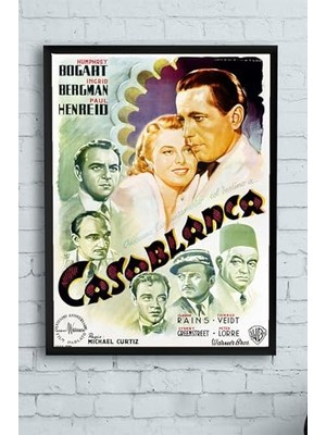 Mey İthalat (PSTER10403) Casablanca Film Afişi Çerçeveli Tablo 3 (40X50 Cm)