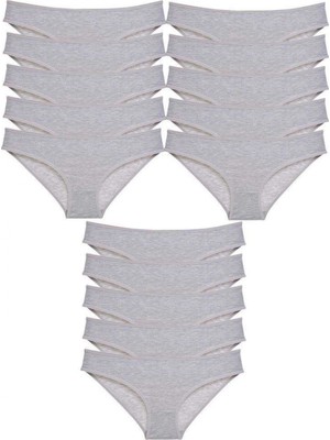 Pileli Store 15 Adet Süper Eko Set Likralı Kadın Slip Külot Gri