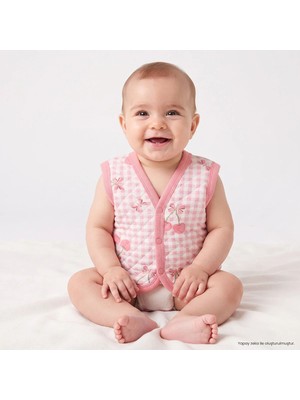 Hellobaby Kız Bebek Kapitone Yelek Meyve Baskılı Çıtçıtlı V Yaka Sleeveless