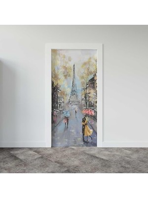 Mey İthalat Kapı Giydirme Kapı Sticker Folyosu Paris Sarı Yağlıboya