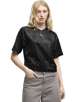 P694006 Puma Sport Anımal  Jersey Kadın T-Shirt Siyah