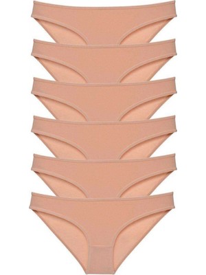 Pileli Store 6 Adet Süper Eko Set Likralı Kadın Slip Külot Ten
